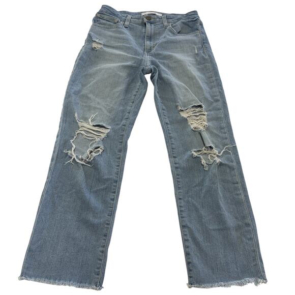 Joes Jeans Womens 27 Blue High Rise Straight Crop Distressed Ripped Denim Pants - Picture 1 of 8